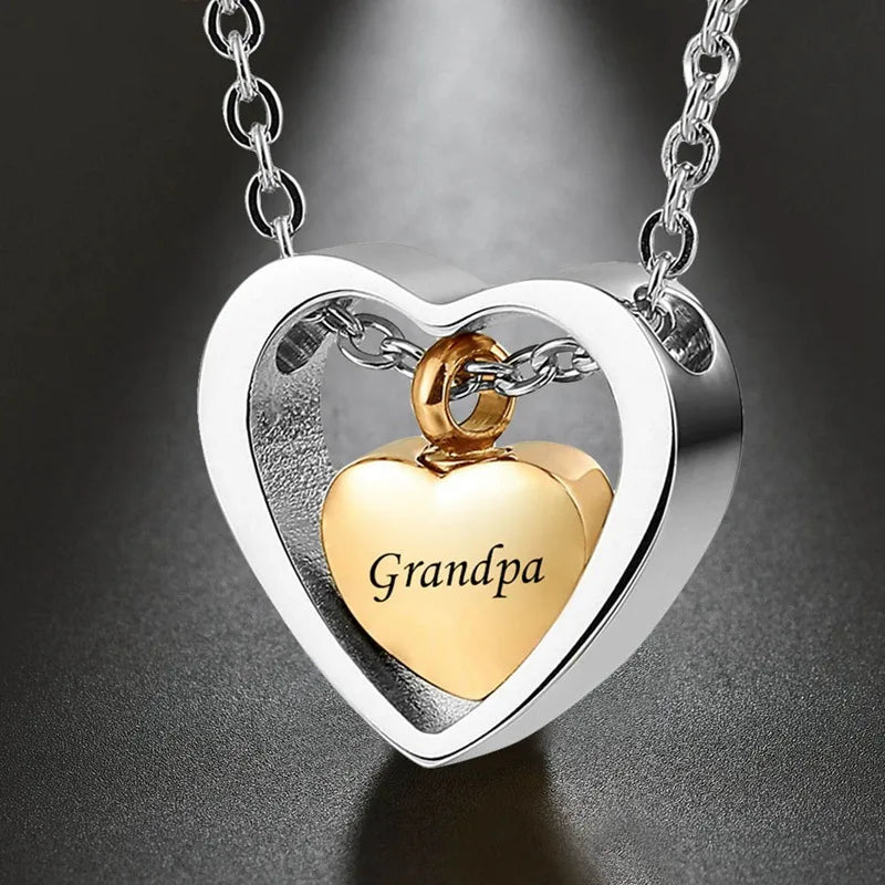 Double Hearts Cremation Jewelry For Ashes Keepsake Pendant