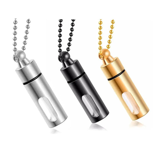 Stainless Steel Openable Glass Container Pillar Keepsake Cremation Jewelry For Ashes Pendant- 3 Variants