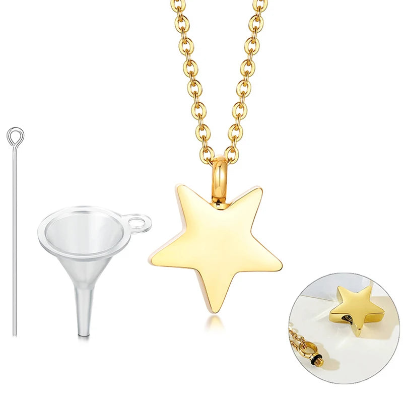 Vnox Chic Stars Charm Cremation Jewelry For Ashes Keepsake Pendant