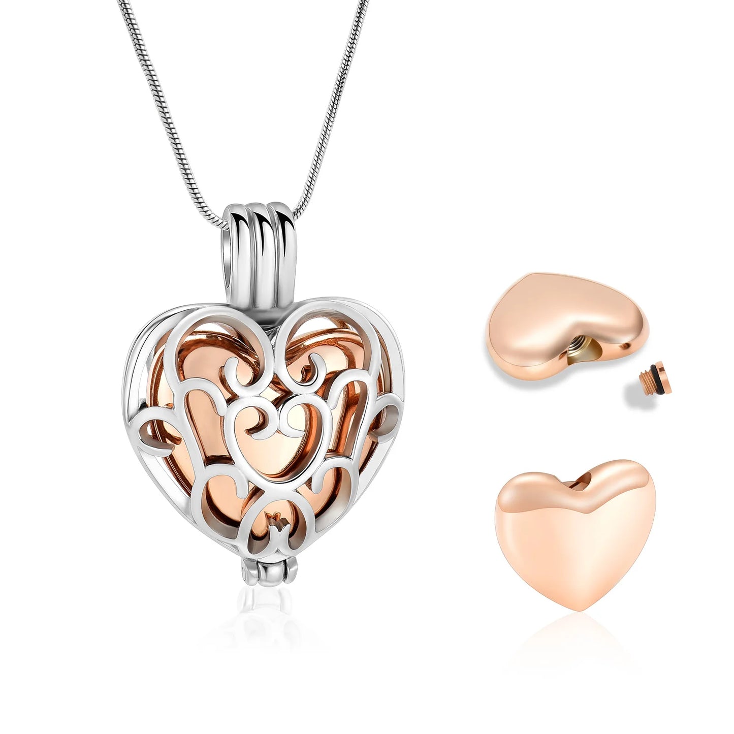 Inside Mini Heart Urn  Cremation Jewelry For Ashes Keepsake Pendant Necklace