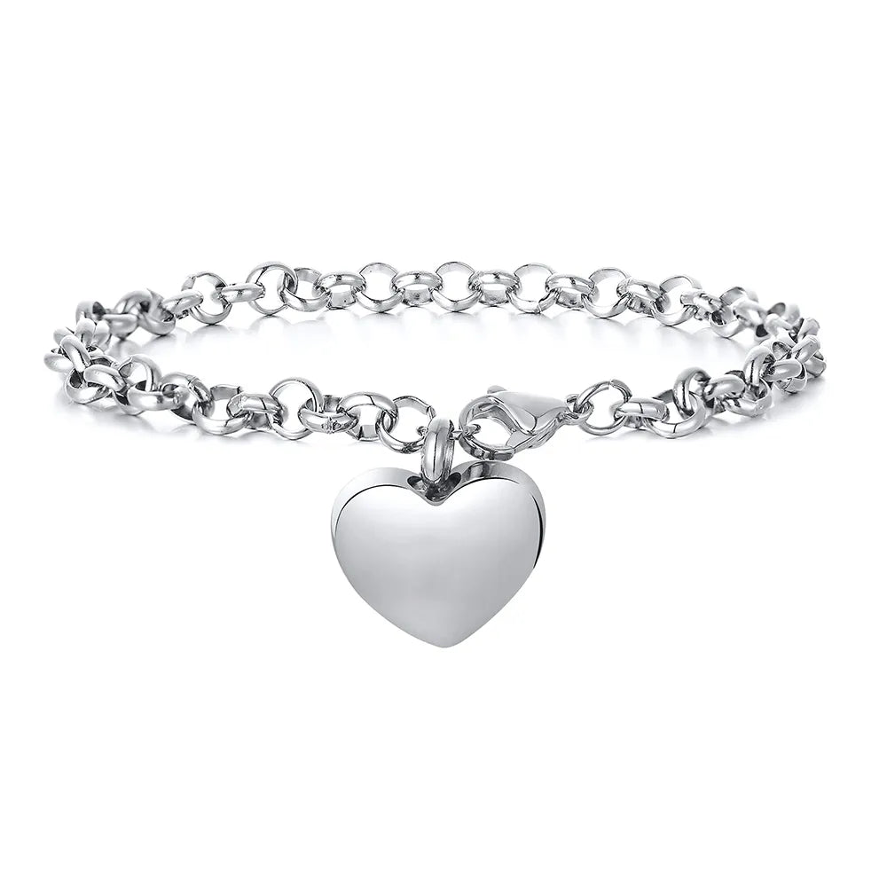 Elegant Heart Bracelet Cremation Jewelry For Ashes Keepsake Pendant