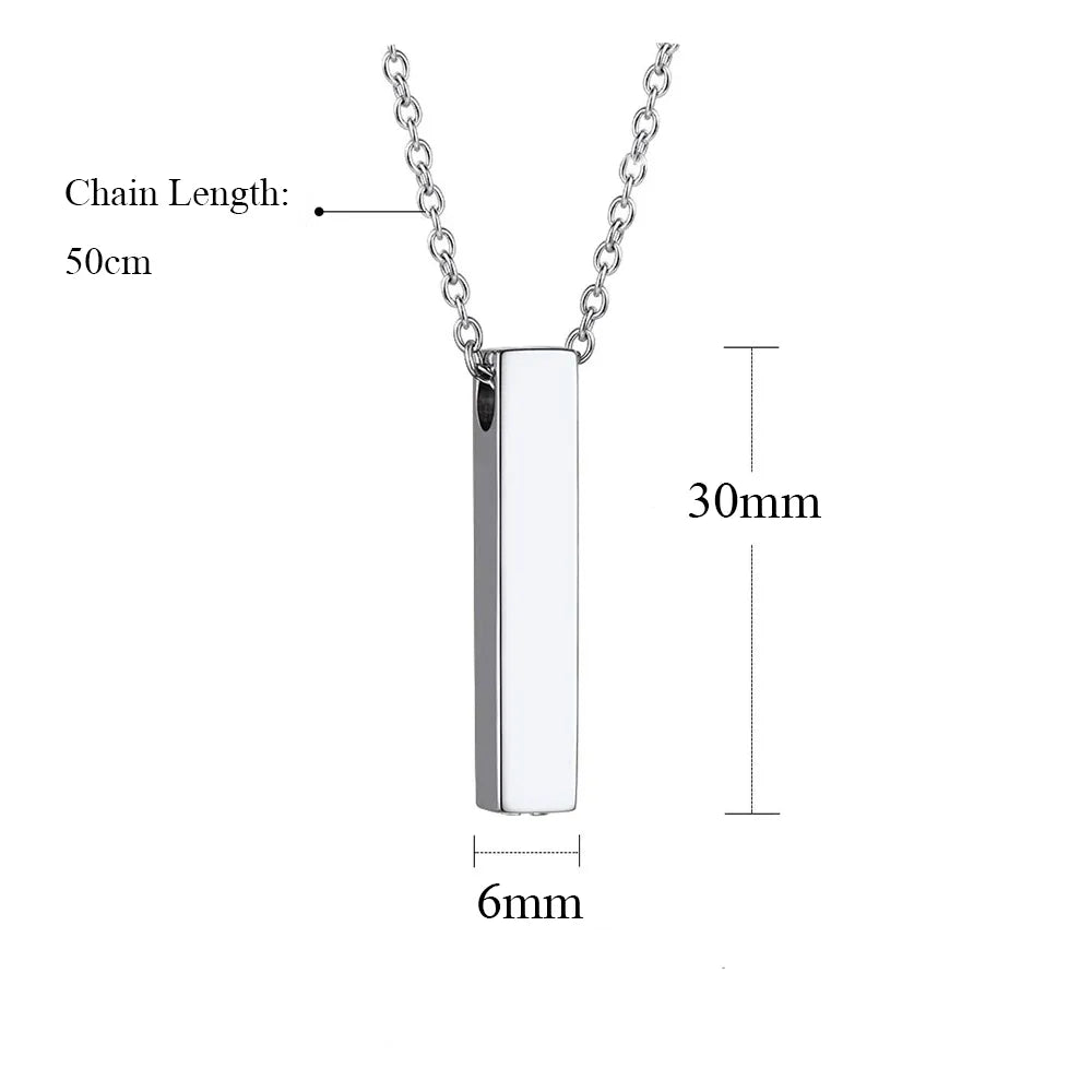 Stainless Steel Vertical Cubic PIllar Keepsake Cremation Jewelry For Ashes Pendant - 4 Variants