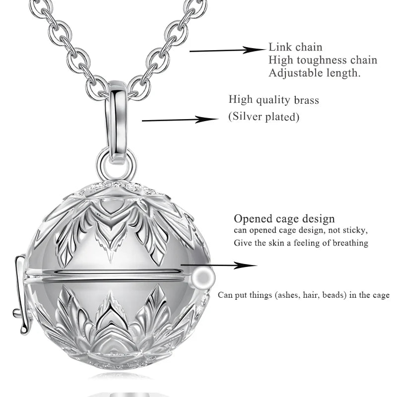 EUDORA Lotus Ball With Interior Ash Holder Cremation Jewelry For Ashes Keepsake Pendant Necklace
