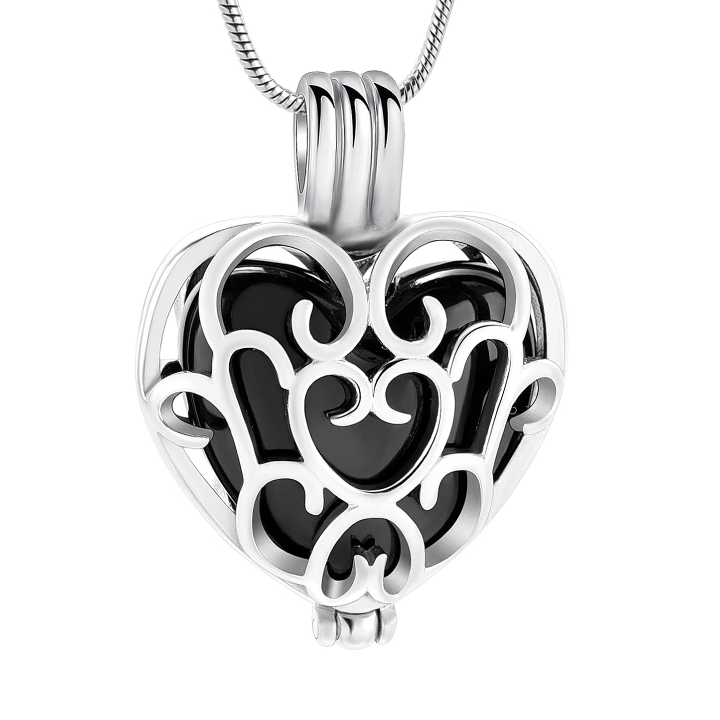 Inside Mini Heart Urn  Cremation Jewelry For Ashes Keepsake Pendant Necklace