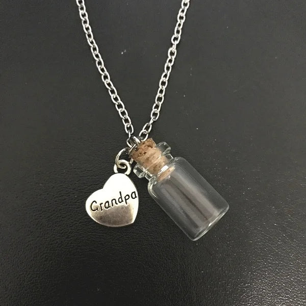 Memorial Necklace for Daughter/Aunt/Uncle/Brother/Dad/Mom/Grandma/Grandpa/Son/, Urn Vial Necklace for Ashes, Cremation Jewelry