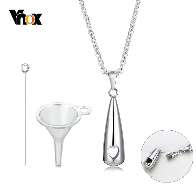 Vnox Heart Within Teardrop Cremation Jewelry For Ashes Keepsake Pendant Necklace