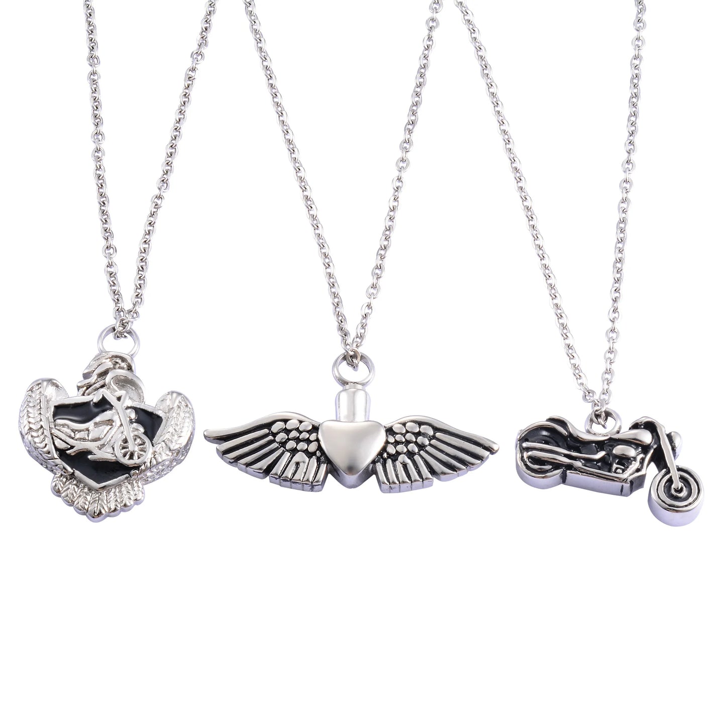 Stainless Steel Cremation Jewelry For Ashes - 3 Variants Motorcycle Style