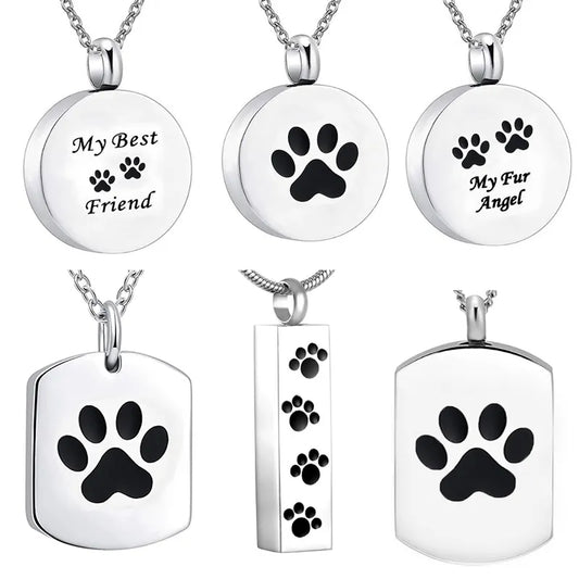 Stainless Steel Pet PawKeepsake Cremation Jewelry For Ashes Pendant - 14 Variants
