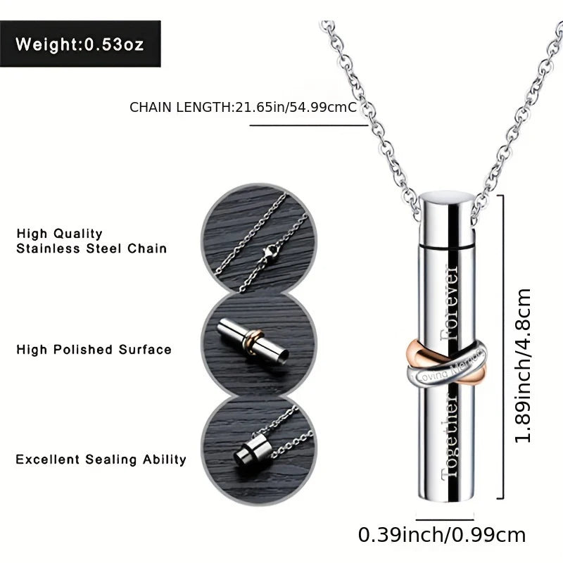 Infinity Cylinder Cremation Jewelry For Ashes Keepsake Pendant Necklace