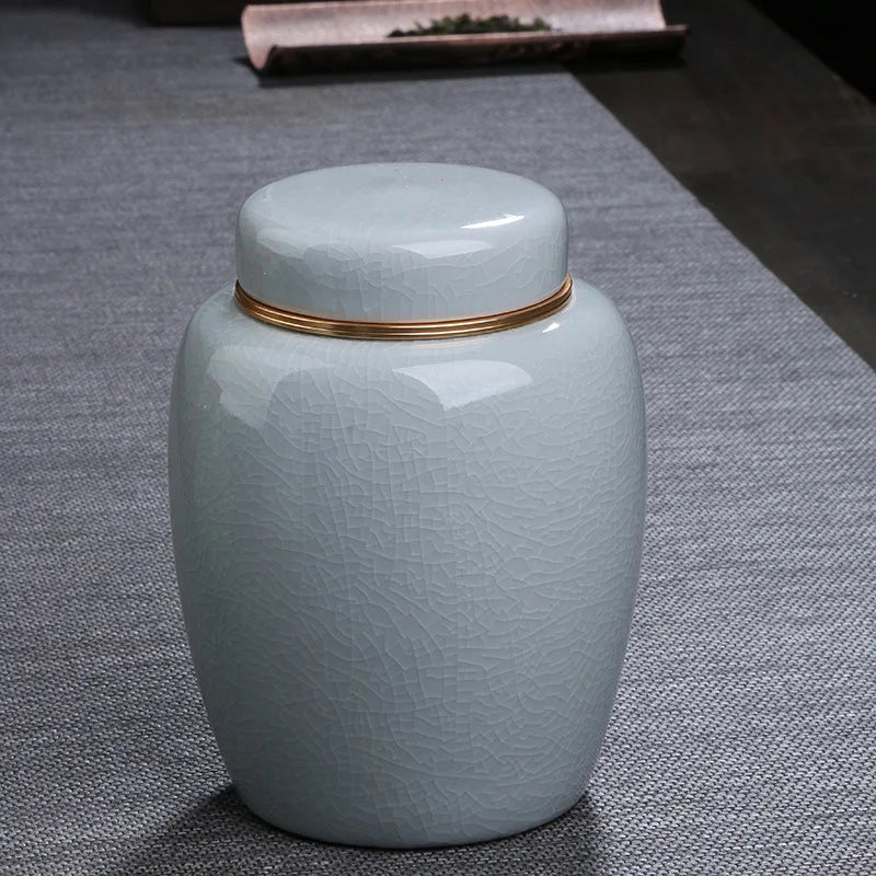 Красивая глянцевая керамическая отделка с трещинами и латунной винтовой крышкой Похоронная урна для кремации — 4 варианта