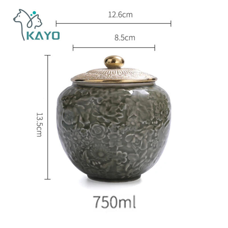 Похоронная урна для кремации Kayo с уникальной цветочной подложкой и крышкой с медным акцентом — 2 варианта