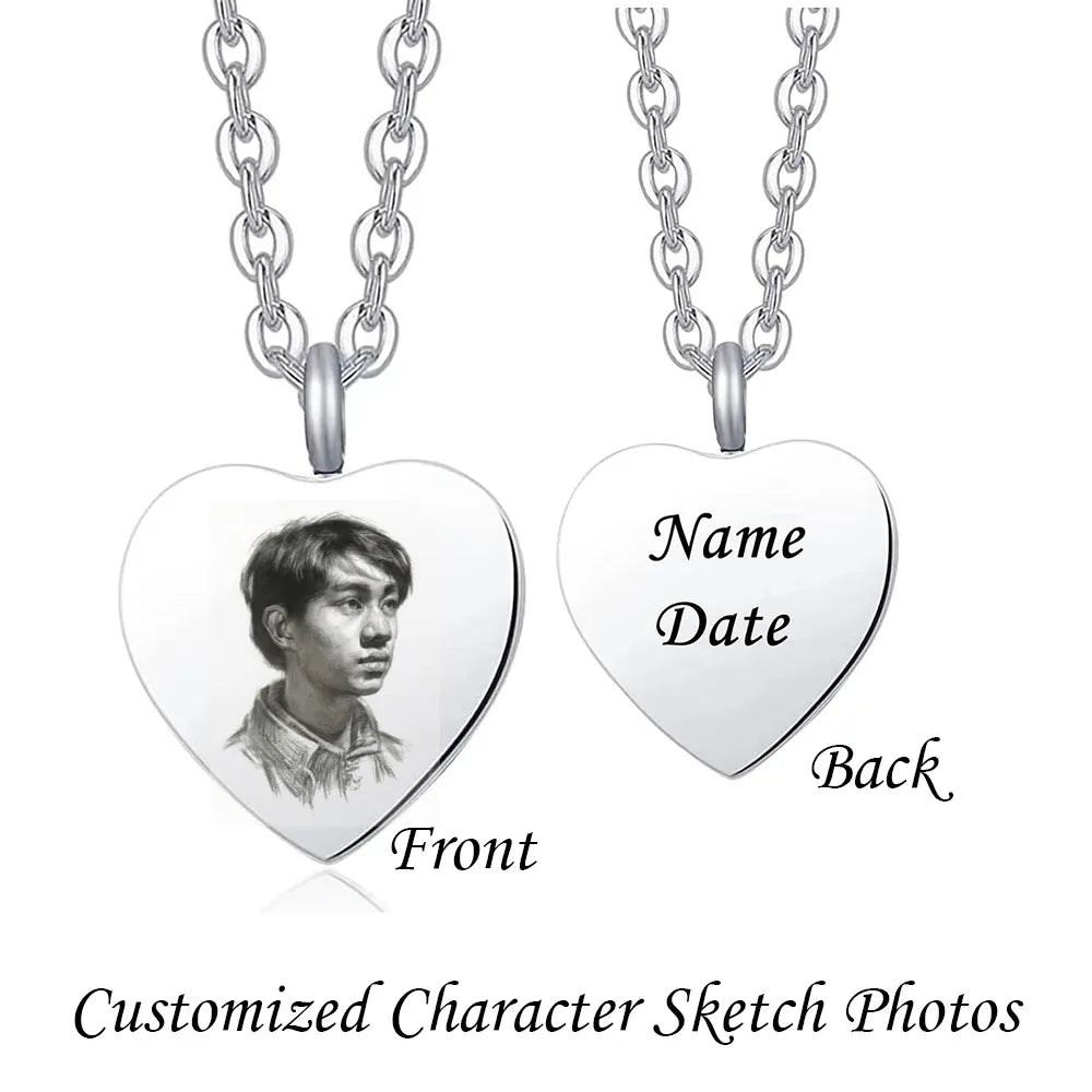 Customizable w/ Picture & Text Heart Shaped Cremation Jewelry Keepsake Pendant