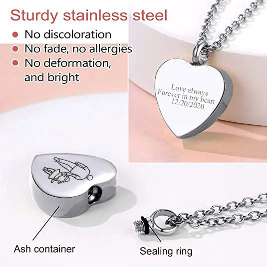 Heart Father Daughter Cremation Jewelry For Ashes Keepsake Pendant Necklace