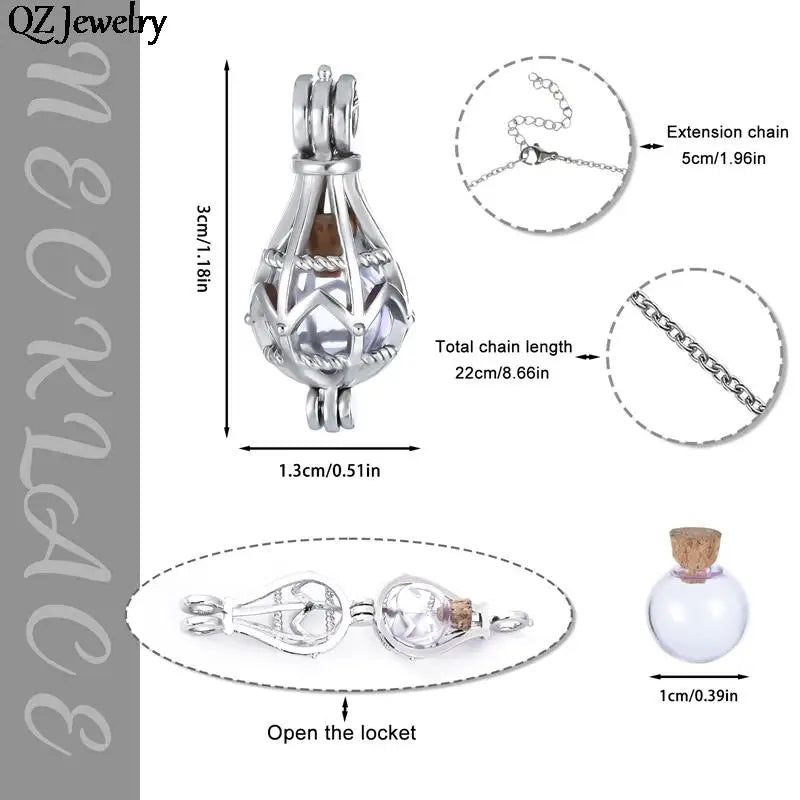 Hallow Lantern  Cremation Jewelry For Ashes Keepsake Pendant Necklace
