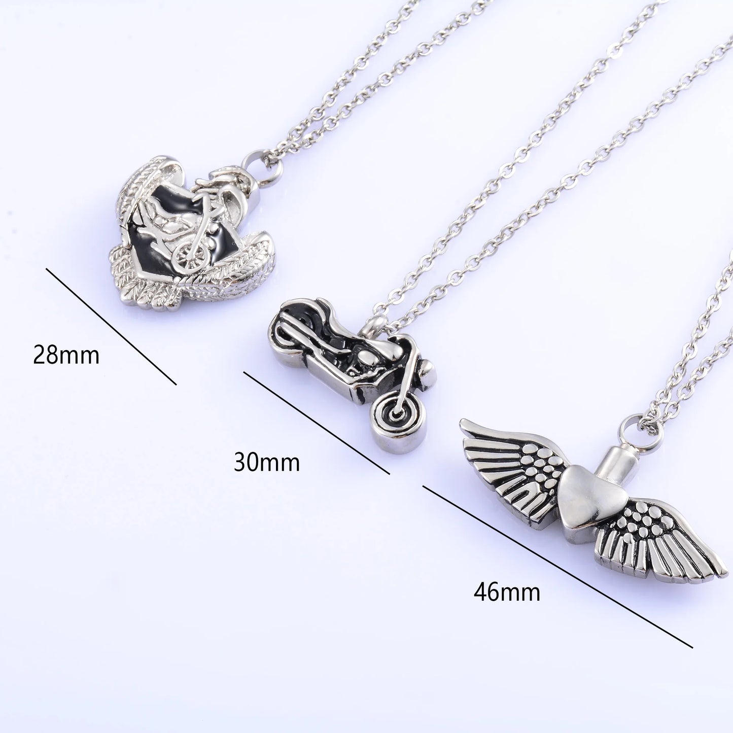 Stainless Steel Cremation Jewelry For Ashes - 3 Variants Motorcycle Style