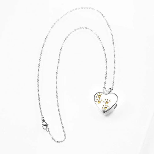 Love-heart Delicate Paws Cremation Jewelry For Ashes Keepsake Pendant Necklace