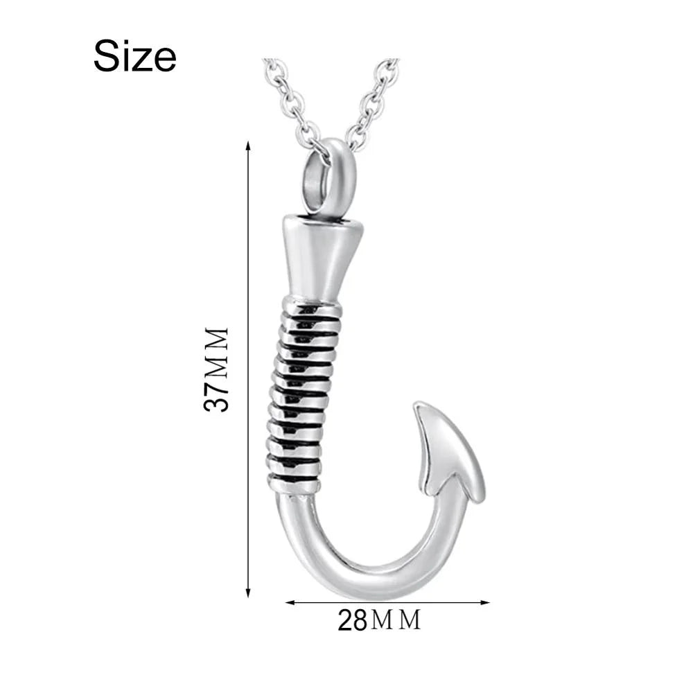 Fishing Hook Cremation Jewelry For Ashes Keepsake Pendant Necklace
