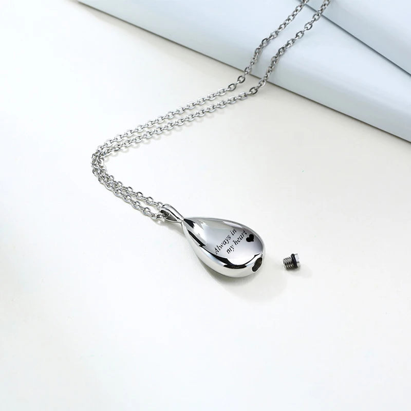 Teardrop Cremation Jewelry For Ashes Keepsake Pendant Necklace