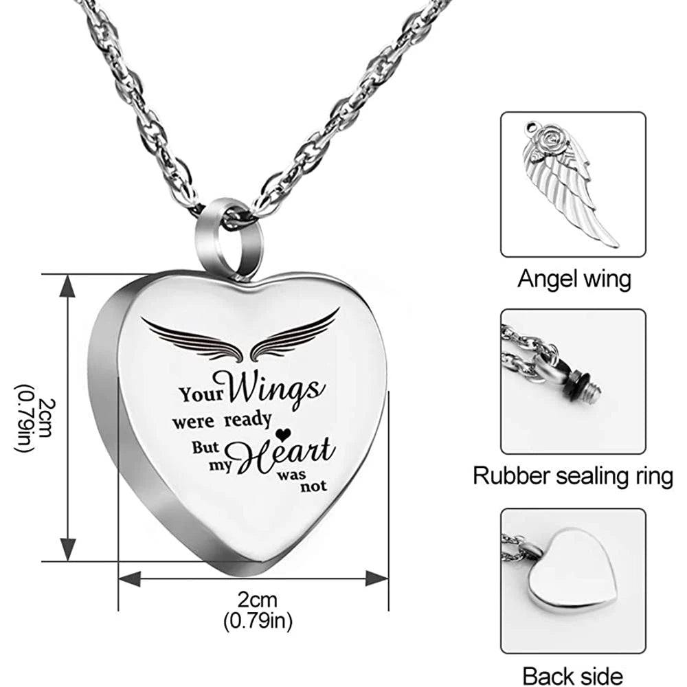 Birthstone Winged Heart Cremation Jewelry For Ashes Keepsake Pendant