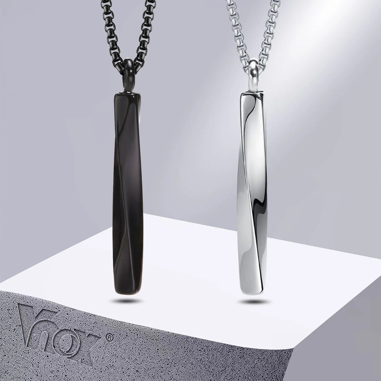 Vnox Stainless Steel Mobius Bar Keepsake Cremation Jewelry For Ashes Pendant- 6 Variants
