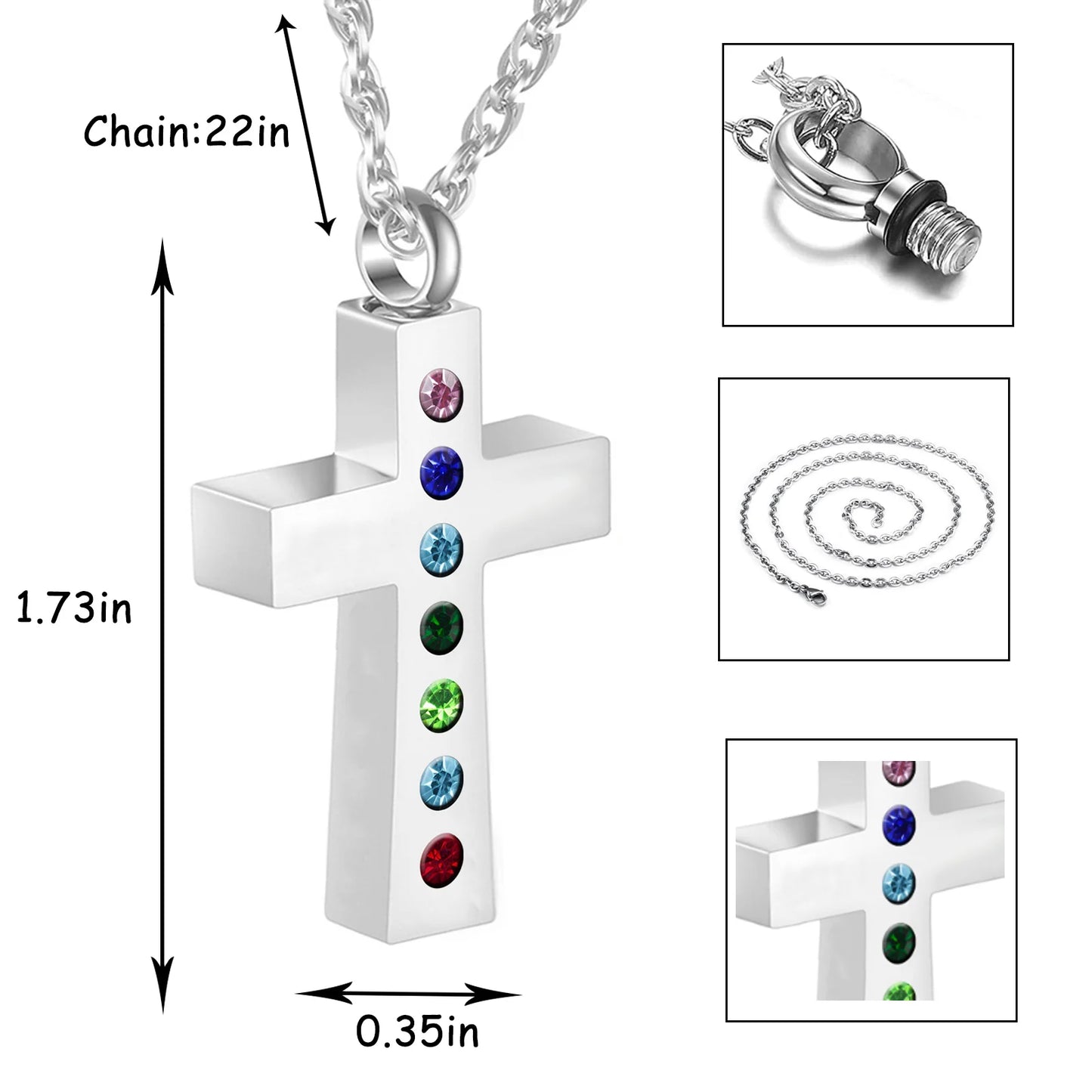 Silver Cross Customizable Cremation Jewelry For Ashes Keepsake Pendant Necklace