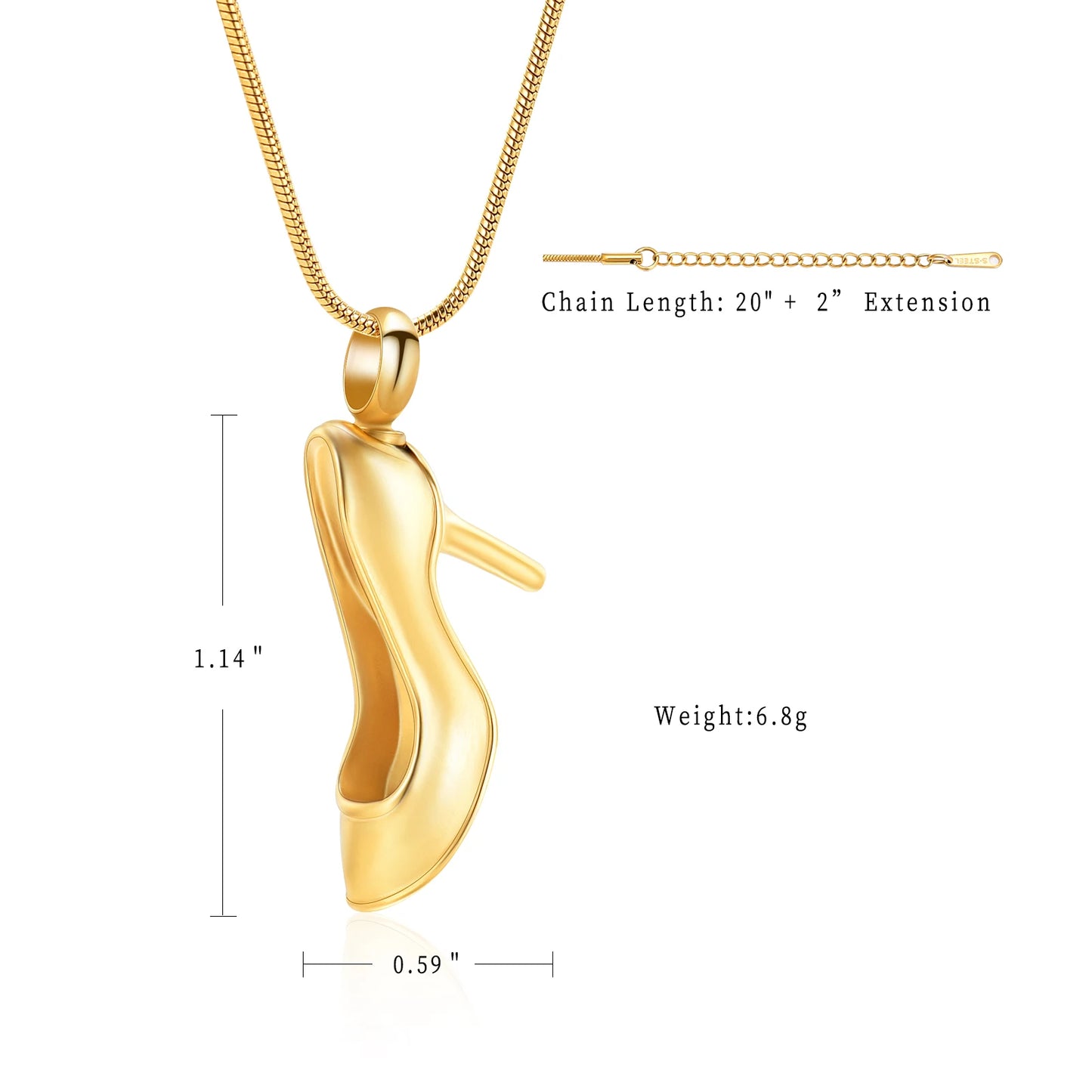 High Heel Shape Cremation Jewelry For Ashes Keepsake Pendant Necklace